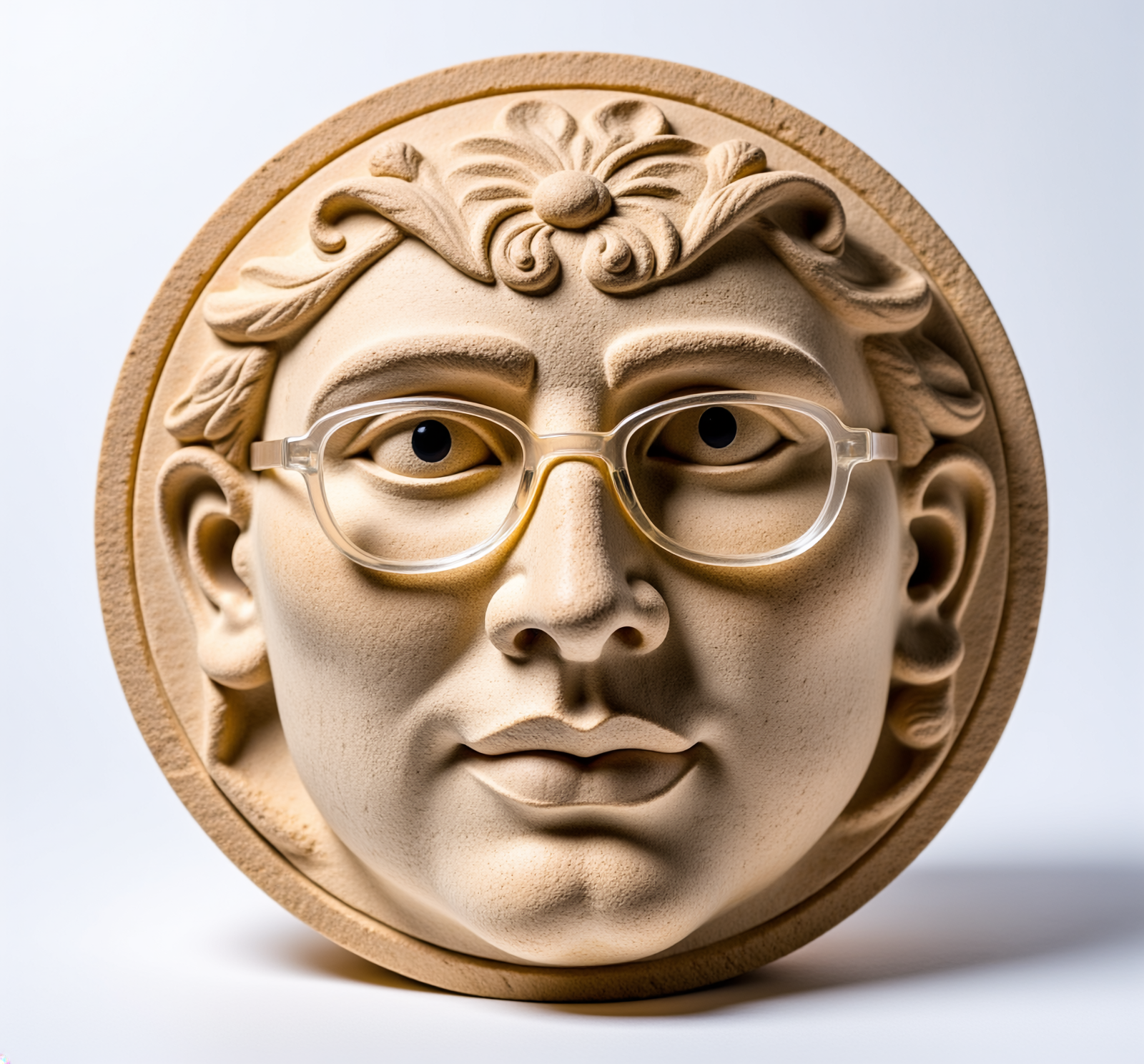 Firefly_ornate sandstone sculpture of THE FACE, with glasses, caustic light patterns, white c 634131